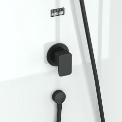 Cabine de douche rectangulaire 110x80x197 cm - Porte coulissante - Fonds Blancs & Profilés Noir Mat