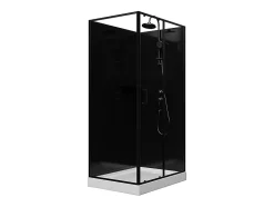 Cabine de douche rectangulaire - Installation réversible - Noir - L110 x l80 x H225 cm - ZODANI