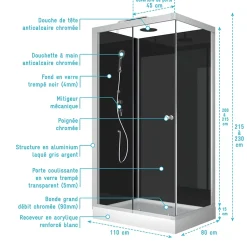 cabine de douche SHADOW CORNER RECTANGLE - 110x80x230cm