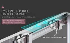 Cabine de Douche SIRHONA 76x76x185cm Double Porte Coulissante + Entrée d'angle + Verre trempé 6 mm + Argent Brillant