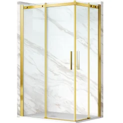 Cabine de douche 80x100 cm coulissante en 6mm verre trempé anticalcaire, profils dorés