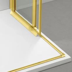 Cabine de douche 80x80 cm coulissante en 6mm verre trempé anticalcaire, profils dorés