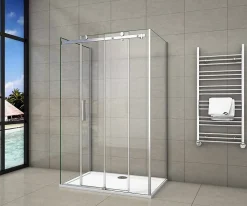 Cabine de douche 120x80x195 cm - verre 8 mm anticalcaire - porte coulissante - sans receveur