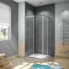 Cabine de douche 80x80x185cm accès d'angle - Chromée , porte de douche coulissante, en 6mm verre anticalcaire,Modern