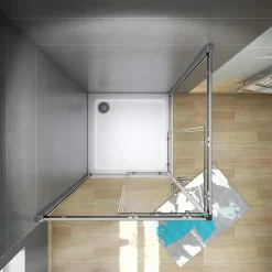 Cabine de douche 80x80x185cm accès d'angle - Chromée , porte de douche coulissante, en 6mm verre anticalcaire,Modern