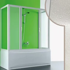 Cabine douche 3 côtés Pare-Baignoire 90x220x90 CM en acrylique mod. Plutone 2 avec ouverture centrale