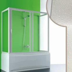 Cabine douche 3 côtés Pare-Baignoire 80x160x80 CM en acrylique mod. Plutone avec ouverture laterale