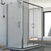 Cabine douche à trois côtés 80x120x80 CM H185 transparent modèle Replay Trio avec 2 portillons