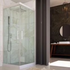 Cabine Douche en PVC 80x100 CM Hauteur 200 Transparent mod. Lite Profil Blanc