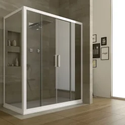 Cabine Douche en PVC 70x160 CM H200 Transparent mod. Star Profil Blanc 2 Portes