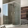 Cabine Douche en PVC 80x110 CM H200 Transparent mod. Glax Profil Blanc