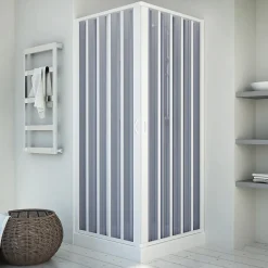 Cabine douche 100x100CM H185 en Plastique pvc modèle Energy avec l'ouverture centrale