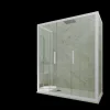 Cabine parois de douche 3 côtés coulissantes 80x140x80 cm H 200 en PVC Blanc Verre Transparent mod. Star Trio