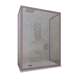 Cabine parois de douche 3 côtés coulissantes 70x120x70 cm H 200 en PVC Lavande Verre Transparent mod. Deco Trio