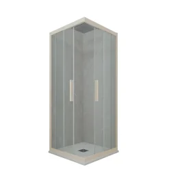 Cabine parois de douche angulaire coulissante 80x100 cm H 200 en PVC Champagne Verre Transparent mod. Kolors