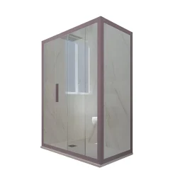 Cabine parois de douche angulaire coulissante 70x120 cm H 200 en PVC Lavande Verre Transparent mod. Deco Duo