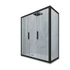 Cabine parois de douche coulissante 80x160 cm H 200 en PVC Noir Matt Verre Transparent mod. Glam Duo