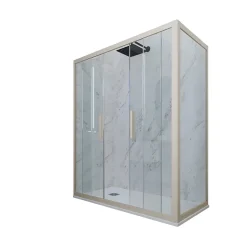 Cabine parois de douche coulissante 70x120 cm H 200 en PVC Champagne Verre Transparent mod. Glam Duo