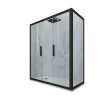 Cabine parois de douche coulissante 90x120 cm H 200 en PVC Noir Matt Verre Transparent mod. Glam Duo