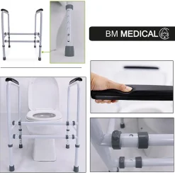 Cadre de toilette autoportant - Bm Médical CT-50- Réglable en hauteur et en largeur