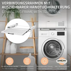 Cadre intermédiaire universel pour lave-linge avec porte-serviettes coulissante