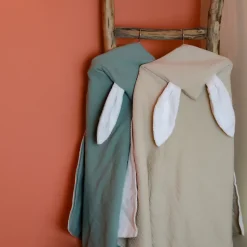 Cape, sortie de bain pour bébé intérieur 100 % coton - 100 x 100 cm - Lapin - Moutarde - Monsieur Bébé