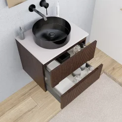 Ceramia 60 cm, meuble de salle de bain assemblé, couleur chêne (CERAMIA-5DW60)