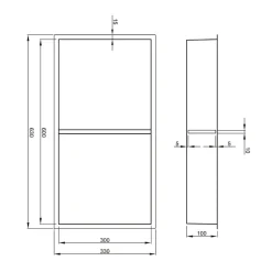 Ceramia Timeless Niche de Douche à encastrer, Acier Inoxydable 304, 2 étagères, 60x30x10cm, Gun Métal brossé PVD