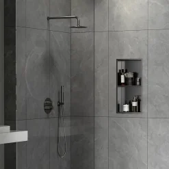 Ceramia Timeless Niche de Douche à encastrer, Acier Inoxydable 304, 2 étagères, 60x30x10cm, Gun Métal brossé PVD