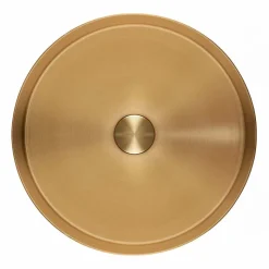 Ceramia Timeless Vasque à poser en Acier inoxydable, 38 x 38 x 11 cm sans trop-plein + Bonde, or brossé