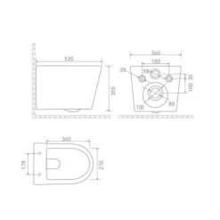 Ceramia Tornado Rimless WC suspendu sans bride+,abattant SoftClose, effet Tornado Flush, blanc brillant (CE142010RTORP)
