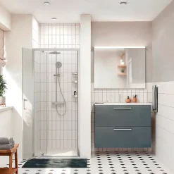 Ceramia Zenith Porte de douche 90x195cm pivotante anticalcaire avec profilés Chrome brillant (CERAHZ90C)