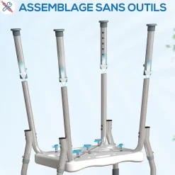 Chaise de douche tabouret de douche antidérapant - hauteur réglable, accoudoirs - alu HDPE gris