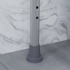 Chaise percée - Chaise de douche percée - hauteur réglable, seau amovible pliable - antidérapante - alu PVC gris