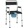 Chaise percée toilette pliable hauteur réglable - seau amovible - siège, accoudoirs rembourrés - max. 150 Kg - acier gris noir