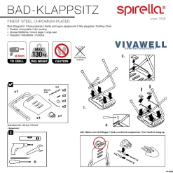 Chaise pliante rabattable de bain Chrome Spirella