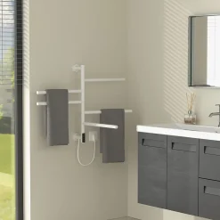 Chauffe-serviette électrique LuxeBath 75W 45-60C 450x622 mm blanc rotation 180 degrés en acier inox