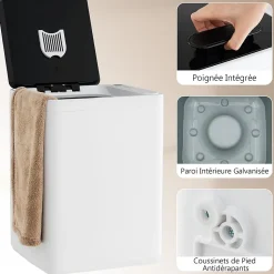 Chauffe-Serviettes 23 L,Ecran LED, Minuterie de 15 à 90 Min, pour Serviettes 114 x 178cm, Peignoirs, Couvertures, Blanc