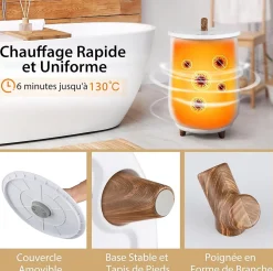 Chauffe-Serviettes Style Seau 23L, 3 Niveaux Chauffage 60-80Celsius & Minuterie 20-90min, Chauffe-Serviettes, Blanc
