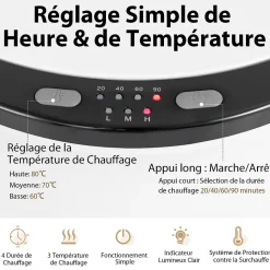 Chauffe-Serviettes Style Seau 23L, 3 Niveaux Chauffage 60-80Celsius & Minuterie 20-90min, Arrêt Automatique, Noir