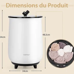 Chauffe-Serviettes Style Seau 23L, 3 Niveaux Chauffage 60-80Celsius & Minuterie 20-90min, Arrêt Automatique, Noir