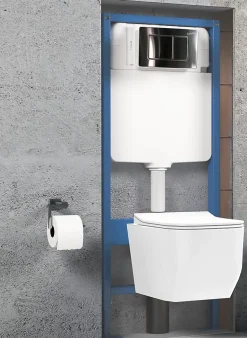 Châssis de bâti-support avec réservoir caché pour cuvette suspendu complet de plaque de commande double bouton en acier inoxydable