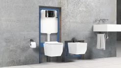 Châssis de bâti-support pour bidet, châssis réservoir caché complet de plaque de commande Inox pour couple de sanitaires suspendu