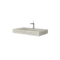 80Cm Hpl Stratifié Lavabo Chêne Glace Bassin Central
