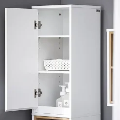 Colonne Armoire Salle de Bain étagère étroite 2 Portes 2 Compartiments, BZR147-W, SoBuy