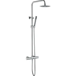 Colonne baignoiredouche thermostatique chromee acier et laiton avec douchette plate anticalcaire