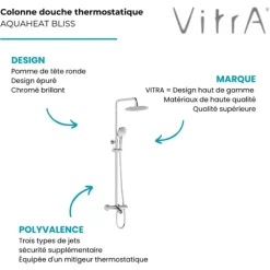 Colonne bain douche thermostatique VITRA Aquaheat Bliss 250 B
