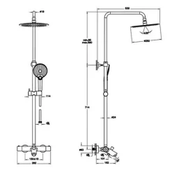 Colonne bain douche thermostatique VITRA Aquaheat Bliss 250 B