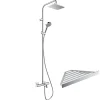 Colonne bain douche thermostatique HANSGROHE Vernis Shape 230 chromé + tablette AddStoris