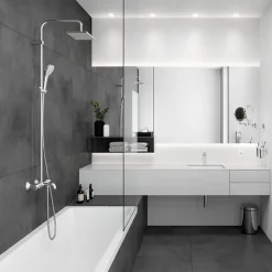 Colonne bain douche thermostatique HANSGROHE Vernis Shape 230 chromé + tablette AddStoris